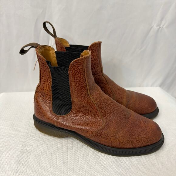 Dr Martens Chelsea Boots Womens Size 7 US Flora Brown Pebbled Leather Doc - Picture 1 of 10